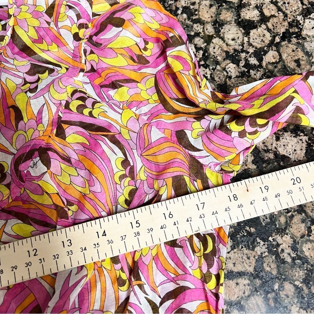 Milly Cabana Womens Cotton Colorful 70's Style Sheer Tie Cover Up Tunic Top Sz M - Picture 7 of 8